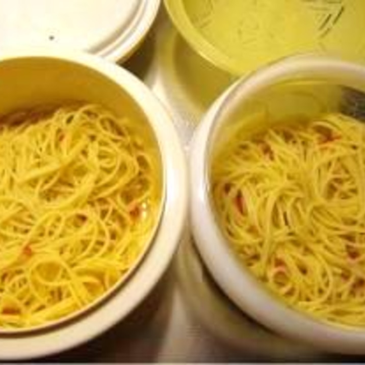 電子レンジで 7 分ペペロンチーノ（湯切り不要）